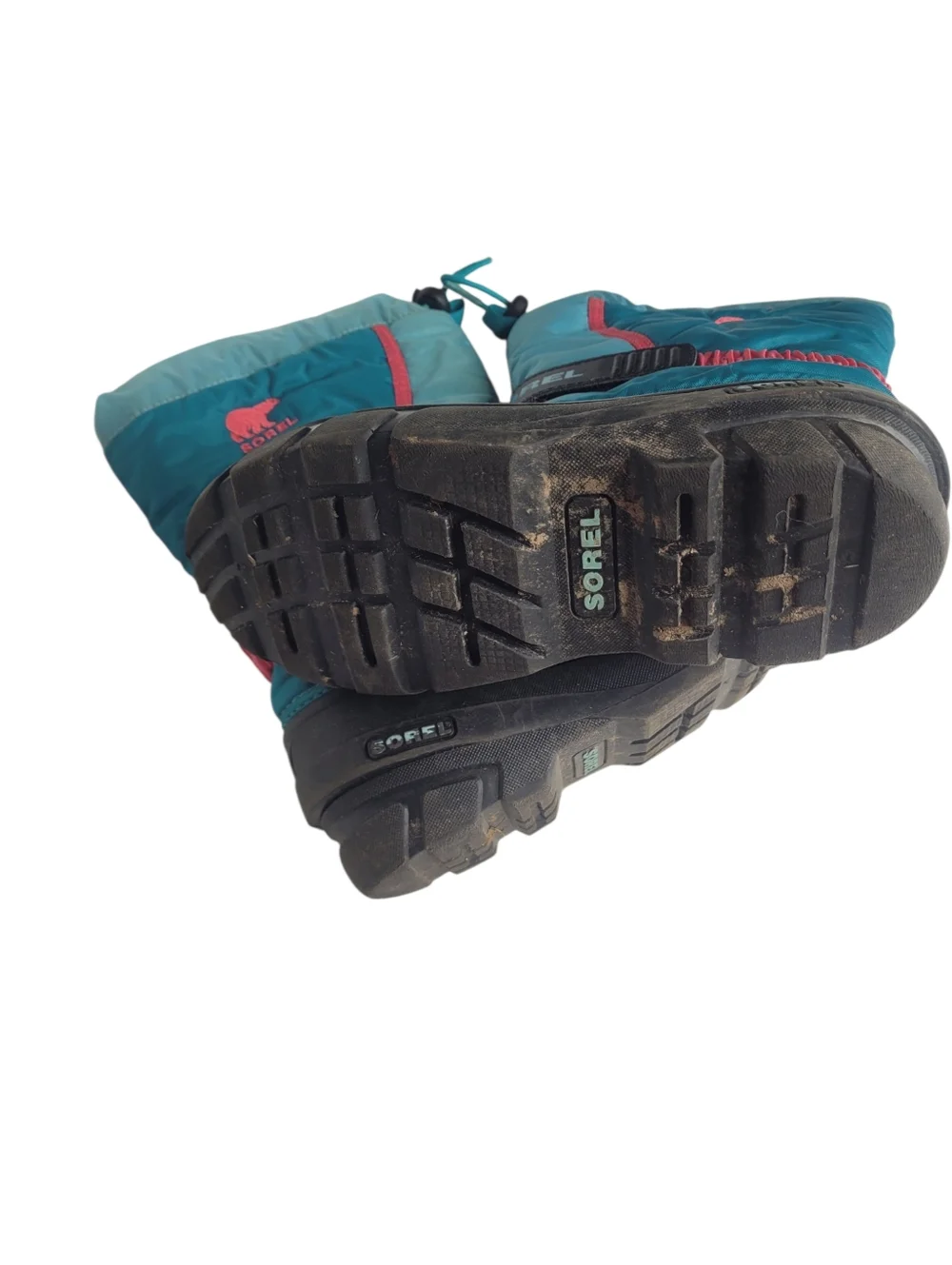 Sorel Kids Teal Snow Boots with Pink Trim Size 3